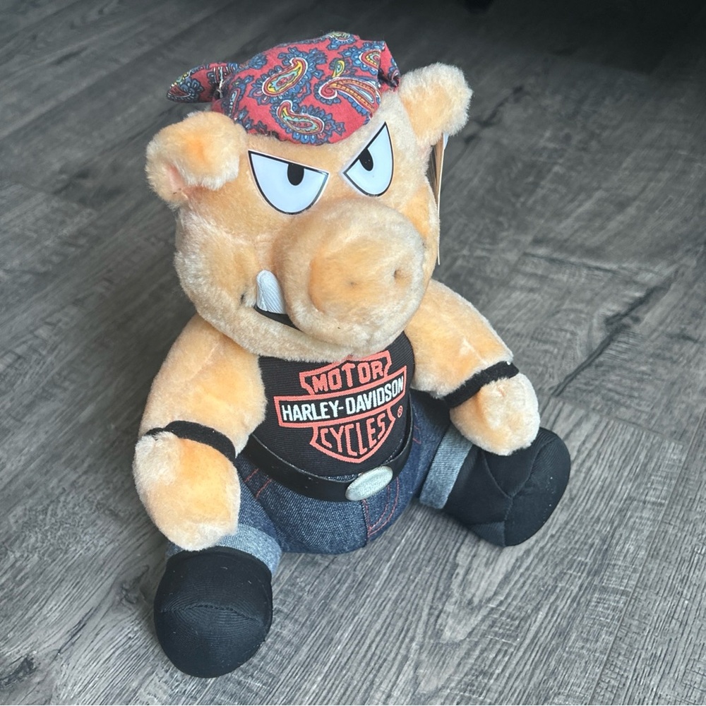Vintage 1998 HARLEY DAVIDSON HOG PLUSH BIKER PIG  PLAY BY PLAY New With Tags
